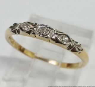 Antique Art Deco 14k/18k Gold Diamond Wedding Band Ring