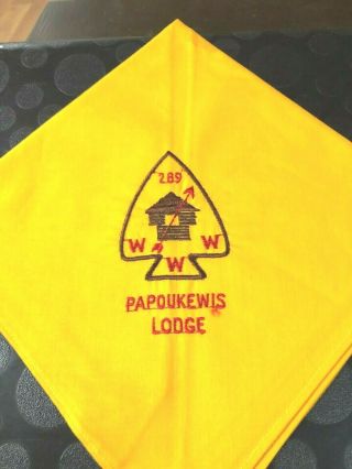 Oa Papoukewis Lodge 289 N3 Embroidered Neckerchief,  Rare Merged 1993 Bv