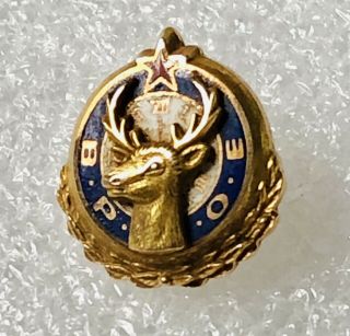 Vintage 10k Gold Bpoe Elks Masonic Club Society Pin 2.  3 Grams