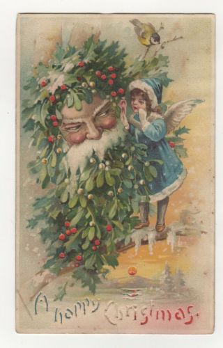 A Fantasy Hold To Light Christmas Santa Claus - Embossed Postcard Circa 1909