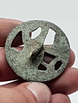 STUNNING EXTREMELY RARE ANCIENT BRONZE BUCLE APPLIQUE/EAGLE.  20,  6 GR.  44 MM 3