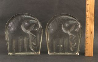 Vintage Blenko Joel Myers Mid Century Modern Glass Elephant Bookends