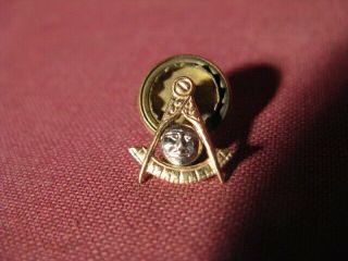Antique / Vintage 14K Gold Mason Freemason Past Master Award Lapel Pin 2