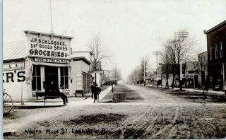 1909 Rppc Lakeview,  Oh Postcard - North Main Street - Schlosser Groceries Posted
