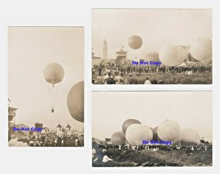 3 Real Photo Postcards Of The 1911 White City Hot Air Balloon Race