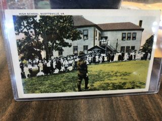 W.  E.  Burgess Post Card Of High School Scottsville Virginia