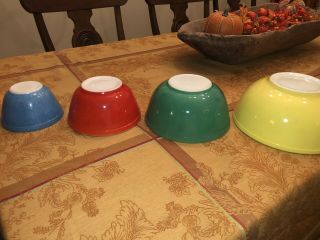 Vintage Pyrex Nesting Mixing Bowls Primary Colors 401,  402,  403,  And 404 Set
