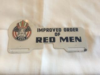Vintage Improved Order Of Red Men License Plate Topper Indian Fraternal