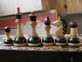 Old Vintage Soviet Ussr Wooden Chess Set 2