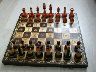 Old vintage soviet USSR wooden chess set 2 2