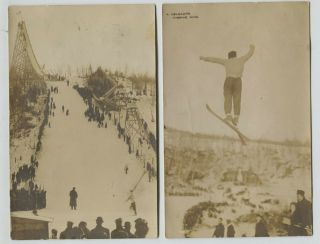 2 1910 Ski Jumping Duluth Minnesota Real Photo Postcards Rppc