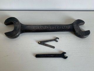 Three Vintage Rolls Royce Ltd Toolkit Spanners - 1 Large And 2 Very Small