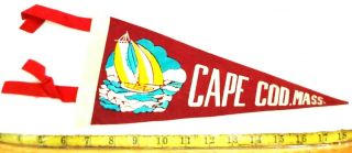 Vintage Cape Cod Massachusetts Felt Pennant 11.  5 " {cs346}