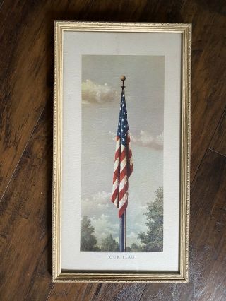 Vintage “our Flag” Framed Print Of The American Flag By Fred Tripp Print