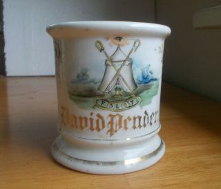 Antique 1890 Fraternal Odd Fellows Shaving Mug Bavaria Hand Painted David Pender