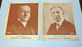 1924 Calvin Coolidge & Charles Dawes Political Campaign 10 " X 12 " Posters