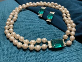 Vintage Designer Vendome Necklace & Earrings Set Pearls Beads Estate Jewelry Nr