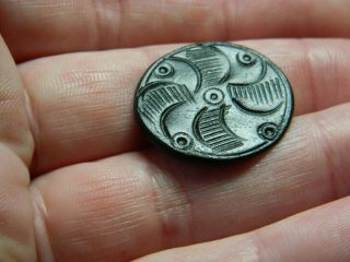 Un Researched Post Medieval Bronze Hand Etched Button Metal Detecting Detector