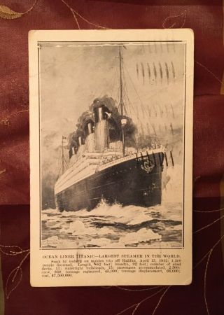 Rare Illustrated Titanic Postcard April 29,  1912 Postmark Stamp White Star Line