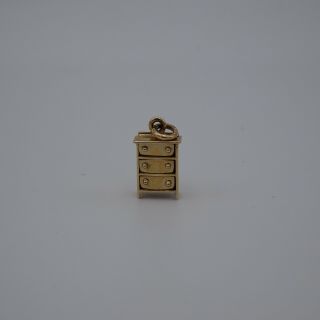 Vintage 14k Solid Gold Dresser Movable Charm.  The Drawers Open.  Circa 1960s