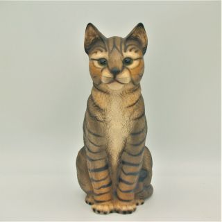 Harvey Knox Tabby Kitty Cat Figurine House Of Global Art Japan Hand Painted 11 "