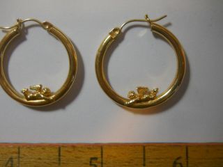 Very rare / old / vintage 18k real Gold earring with angels Unique 2