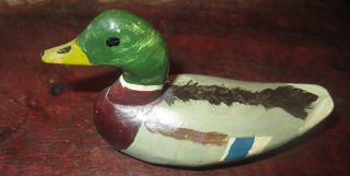 Pair Hand Carved & Painted Miniature Illinois River Mallard Decoys Herman Fouts 2