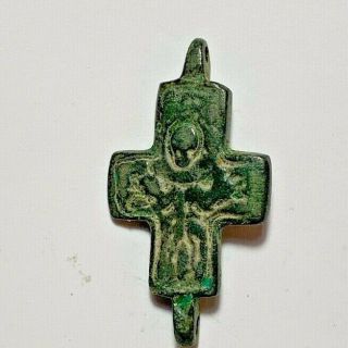 Ancient Byzantine Bronze Crusaders Cross Pendant Wearable 36.  3mm