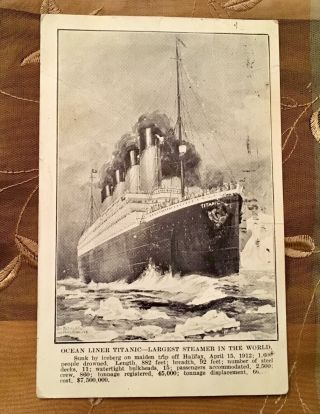 Rare Illustrated Titanic Postcard June 14,  1912 Postmark Stamp White Star Line ⚓