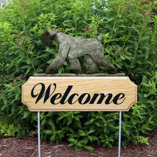 Kerry Blue Terrier Wood Welcome Outdoor Sign