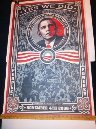 2008 Shepard Fairey Barack Obama Presidential Poster “yes We Did” 24 In X 36 In
