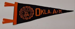 Vintage Oklahoma A&m College Pennant Flag Okla.  A & M Aggies Oamc - Osu Cowboys