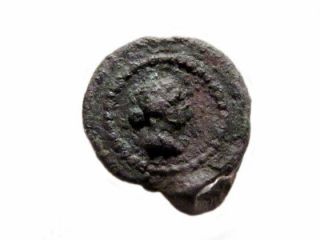 Very Rare Small Roman Bronze Button W/ Goddess Head,