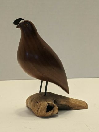 John Bennett Wood Carving Sculpture Quail Walnut Bird Modern American Craft Art 2