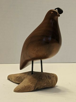 John Bennett Wood Carving Sculpture Quail Walnut Bird Modern American Craft Art 3