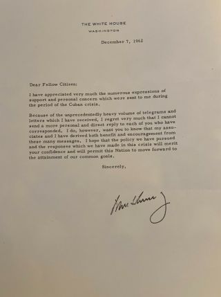 John F Kennedy - Typed Letter Signed - Re/ Cuba - Look