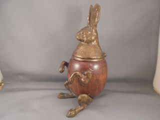 Vintage Arthur Court Oak Wood & Brass Rabbit Hare Box 1980