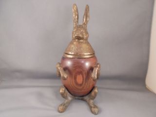 Vintage Arthur Court Oak Wood & Brass Rabbit Hare Box 1980 2