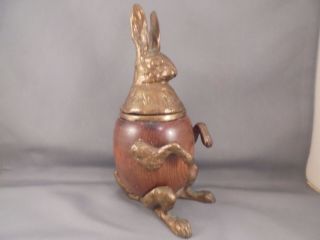 Vintage Arthur Court Oak Wood & Brass Rabbit Hare Box 1980 3