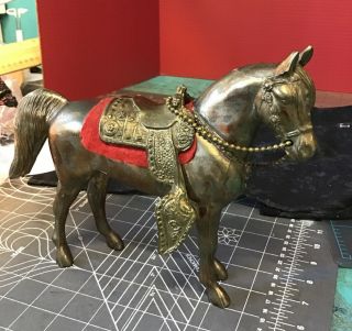 60s Carnival Horse,  Metal,  Chrome Plated With Removable Saddle,  8” Tall