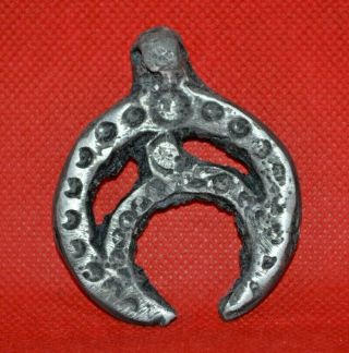 Rare Ancient Viking Bronze Luna Luluna Amulet Pendant - Circa - 10th Century Ad