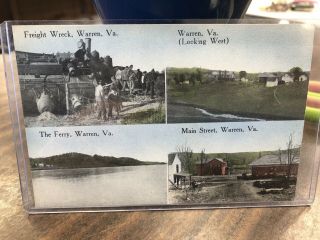 W.  E.  Burgess Post Card 4 Different Views Of Warren Virginia