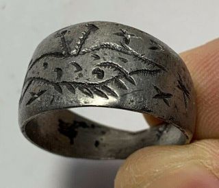 Ancient Roman Silver Ring With Beas - Animal On Bezel,  Intaglio Ca 200 - 300ad 24mm