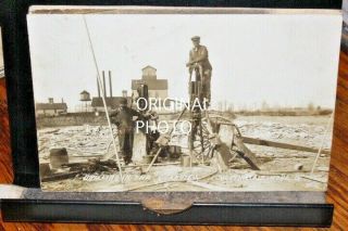 D1994,  Seldom Seen Real Photo Drilling In Quarry N.  Baltimore O 1909