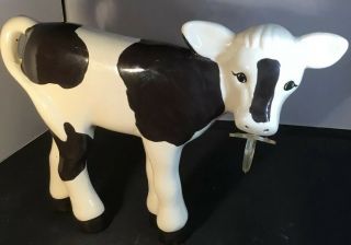Ceramic Cow Calf Figure With Pacifier Binki Holder Dairy Farmers Cottagecore
