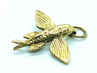 Flying Fish Vintage Charm,  Hallmarked 9ct Solid Gold,  Insured P&p Xx