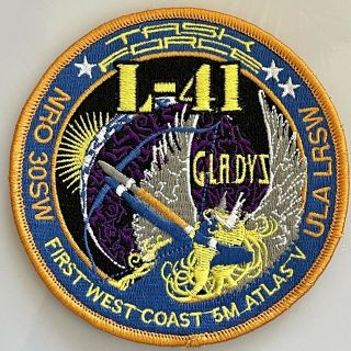 Ula Nrol - 41 Atlas V Gladys Launch Vehicle Mission Patch 4”