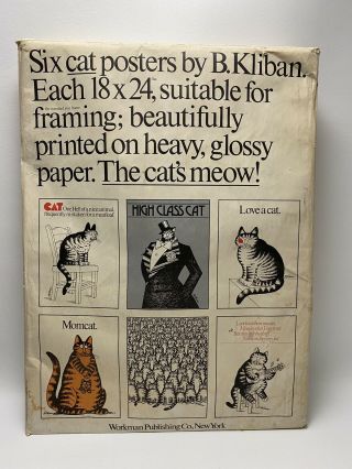 Vintage 1977 Kliban 6 Cat Posters Envelope 18 X 24” Few Mildew