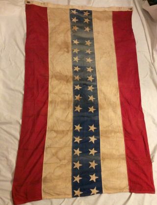Rare Antique American Bunting Usa Stars Vintage Cloth Fabric Flag Banner 3 X 5 