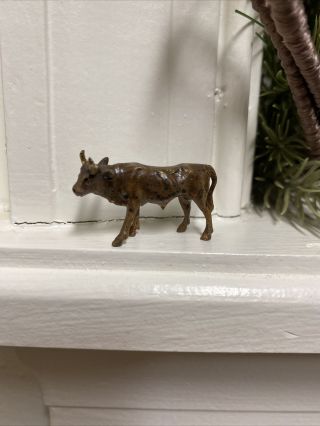 Antique Austrian Miniature Cold Painted Vienna Bronze Steer Cow Figurine